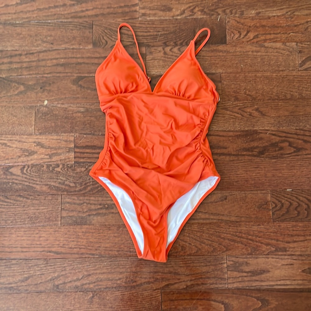 Orange one piece swimsuit